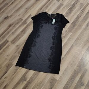 Ladies XL Whimsigoth Style Whimsical Gothic Lace Little Black Mini Dress